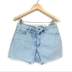 Universal Thread Blue Acid Wash Raw Hem High Rise Midi Jean Shorts Nwt Size 8